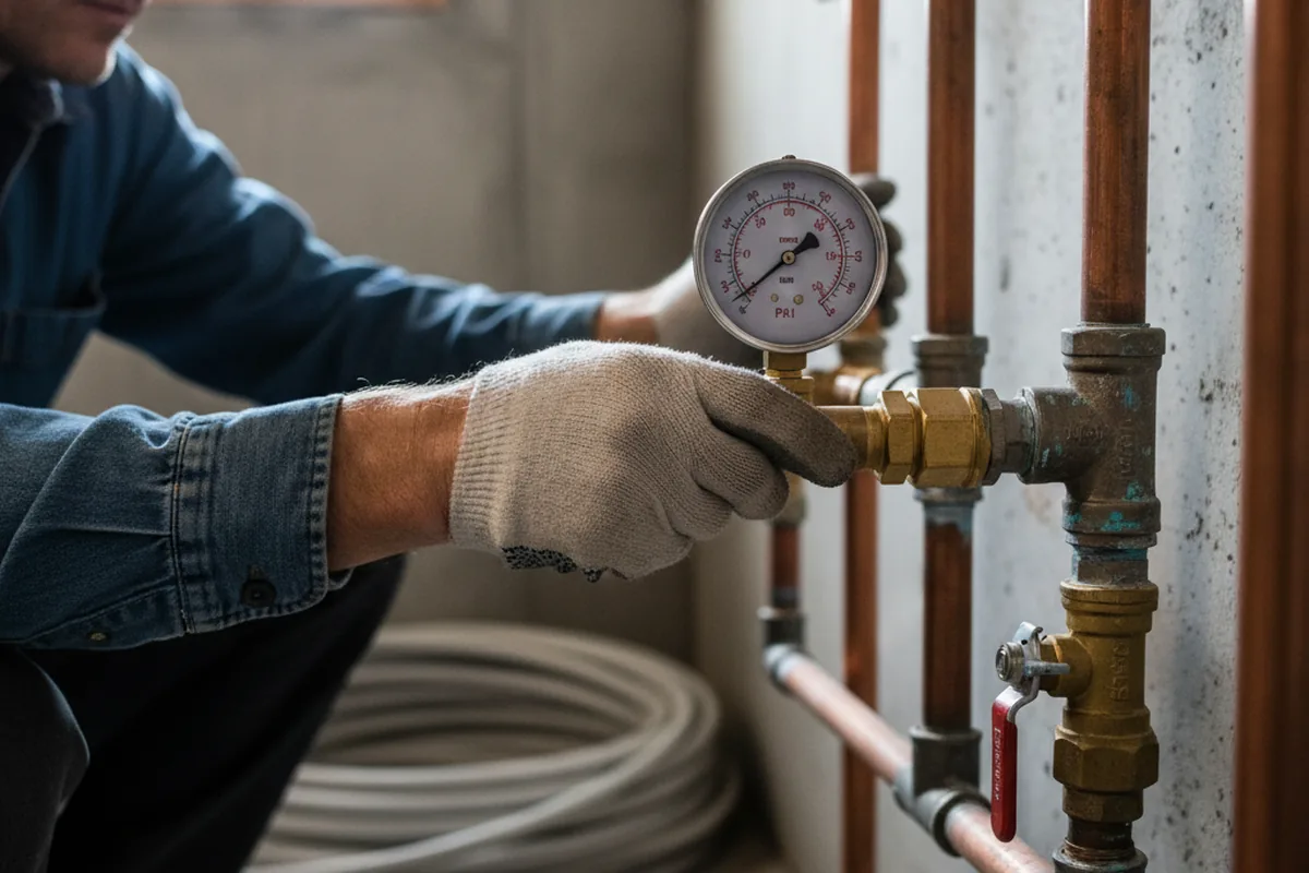Pressure testing a repaired line during Water Line Repair in Heppner